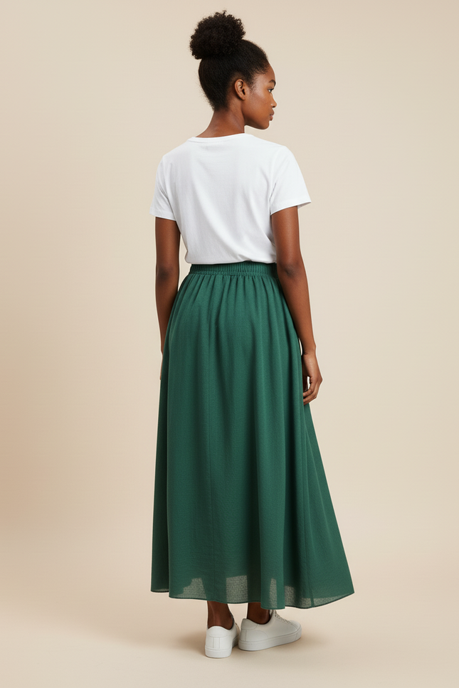 Jupe Longue Verte Fluide Bohème Style