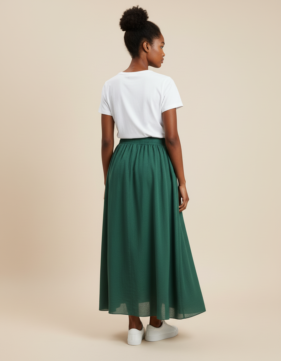 Jupe Longue Verte Fluide Bohème Style