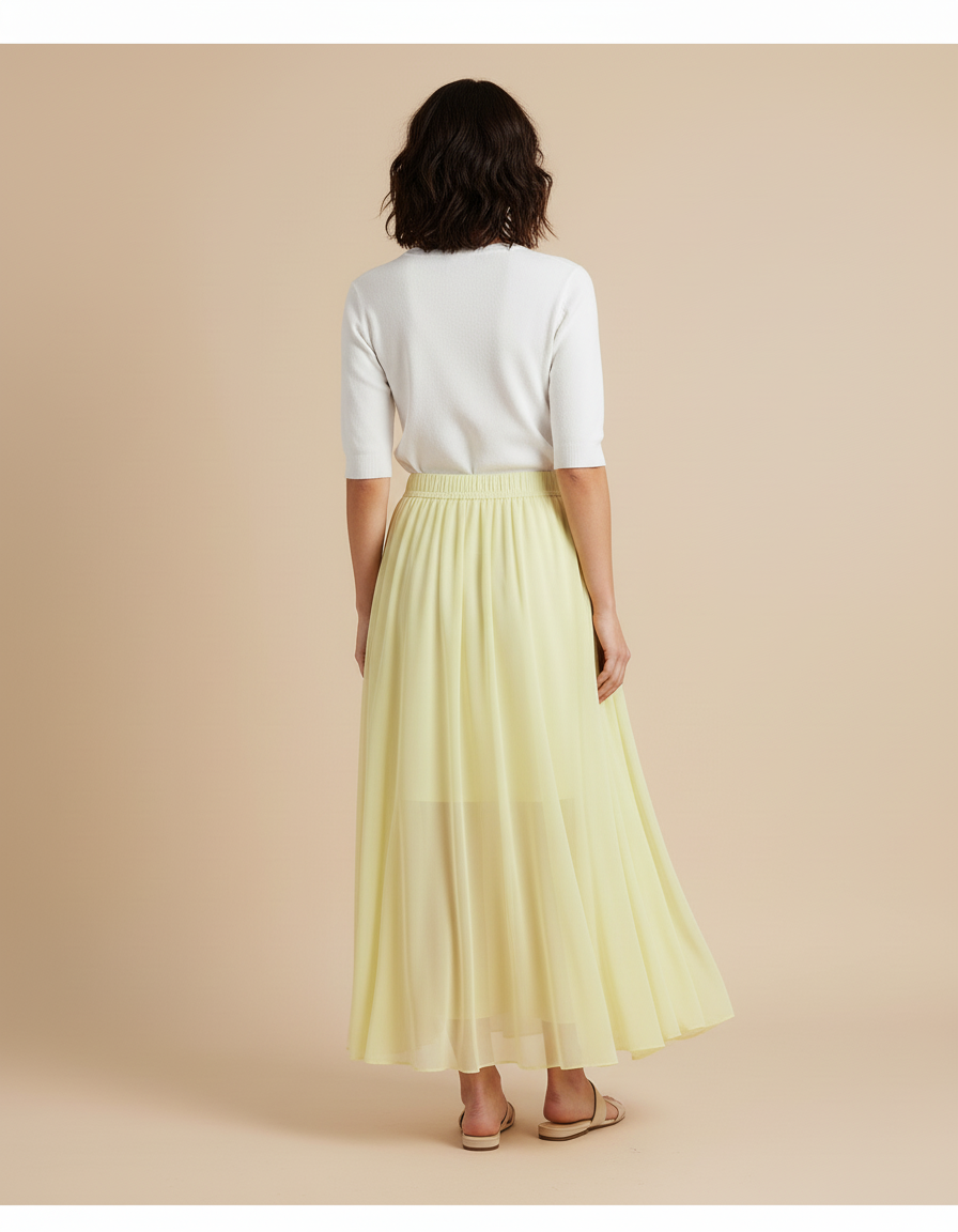 Jupe Longue Jaune Pastel