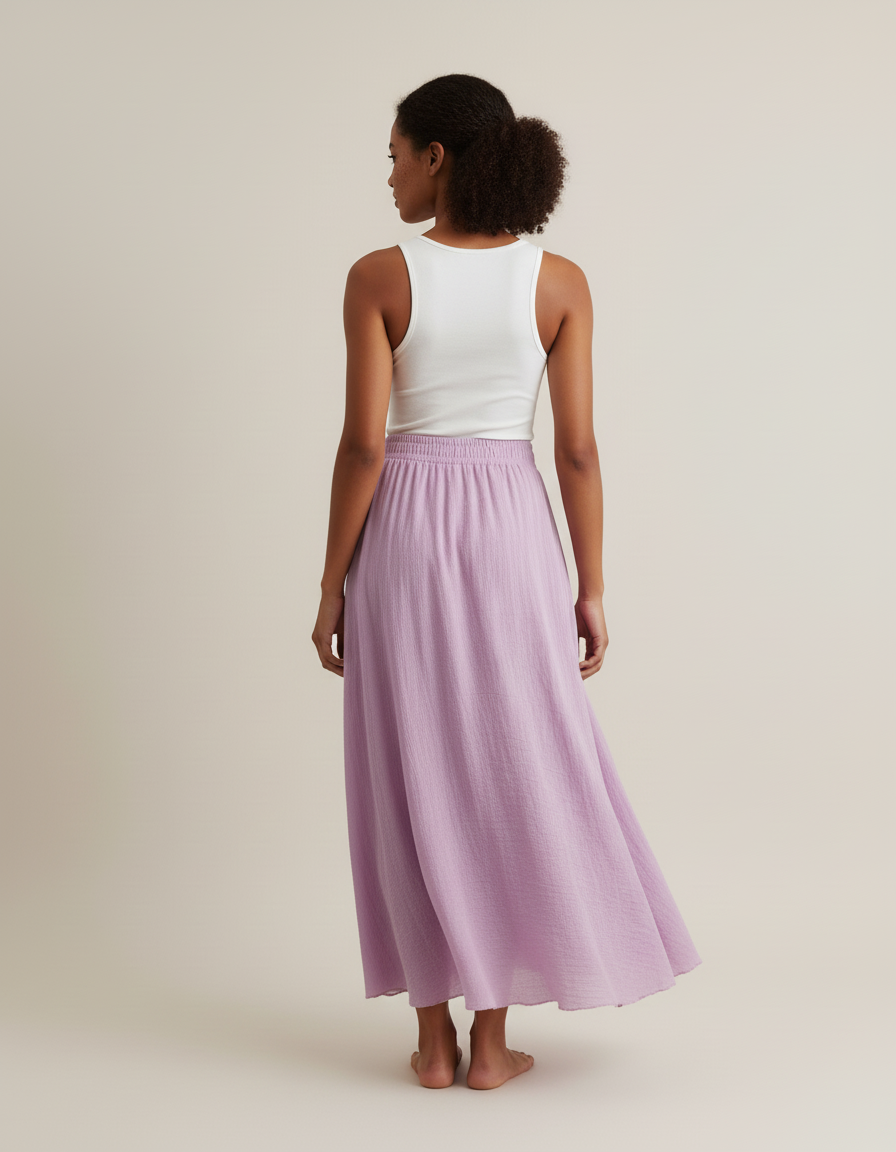 Jupe Longue Lavande Fluide Bohème