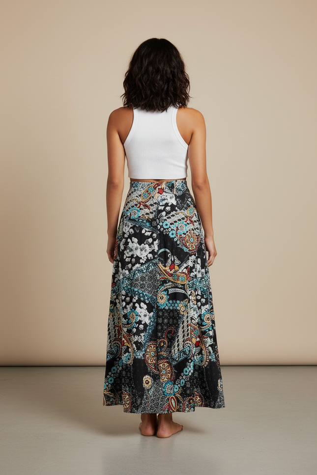 Jupe Longue Imprimée Fluide Bohème Femme