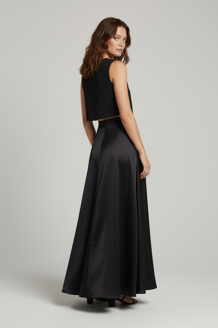 Jupe Longue Satinée Fluide Élégante Chic