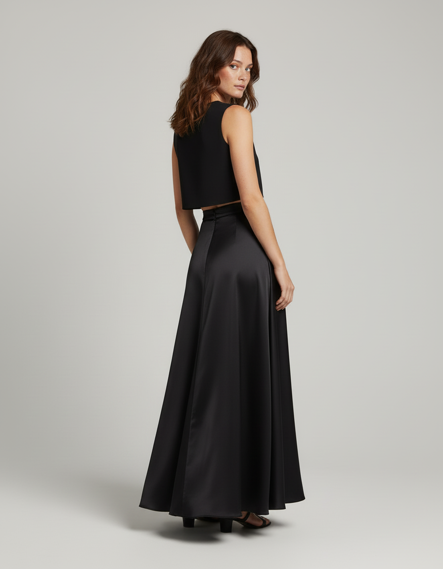 Jupe Longue Satinée Fluide Élégante Chic