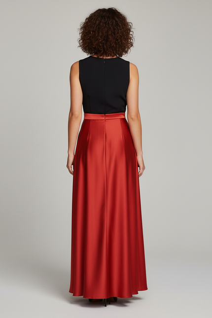 Jupe Longue Rouge Satinée Élégante