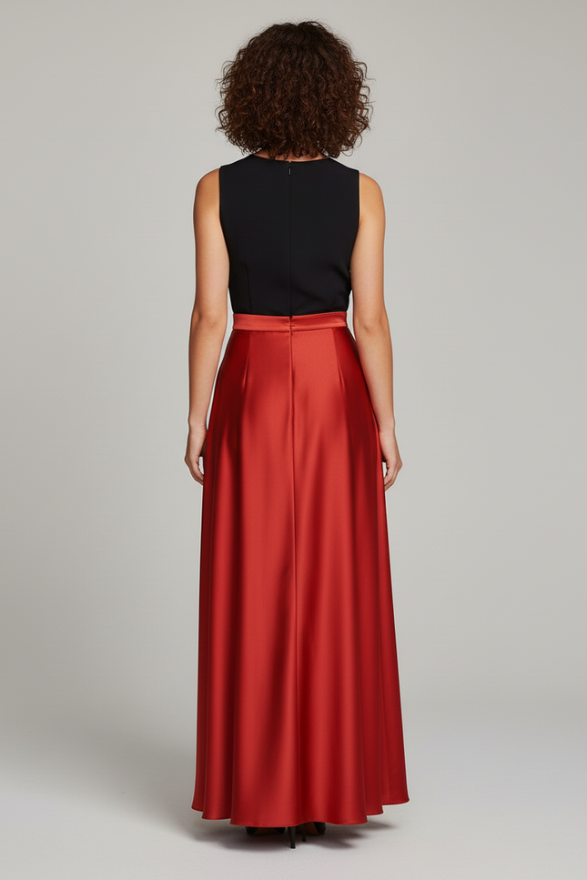Jupe Longue Rouge Satinée Élégante