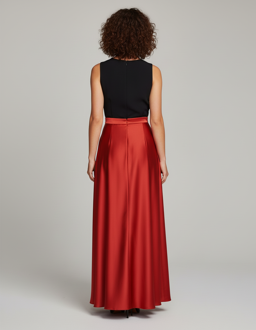 Jupe Longue Rouge Satinée Élégante