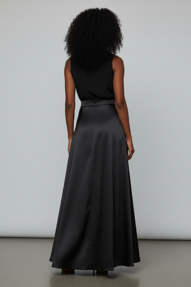 Jupe Longue Satin Fluide Élégante Femme Chic
