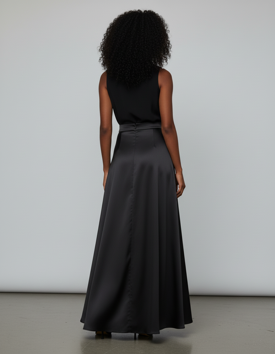 Jupe Longue Satin Fluide Élégante Femme Chic