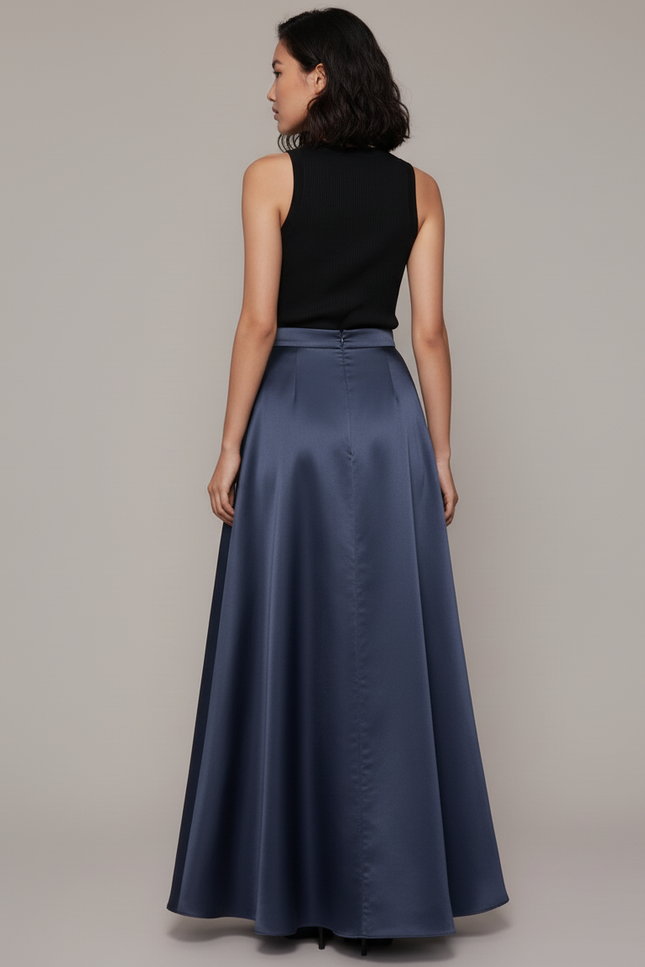 Jupe Longue Satinée Fluide Élégante Femme