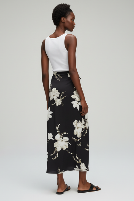 Jupe Longue Portefeuille Fleurie Fluide