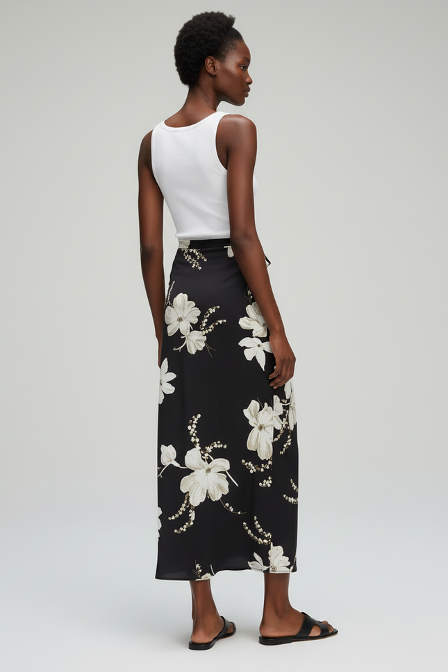 Jupe Longue Portefeuille Fleurie Fluide