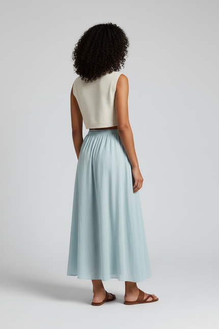 Jupe Longue Bleu Clair Fluide Bohème