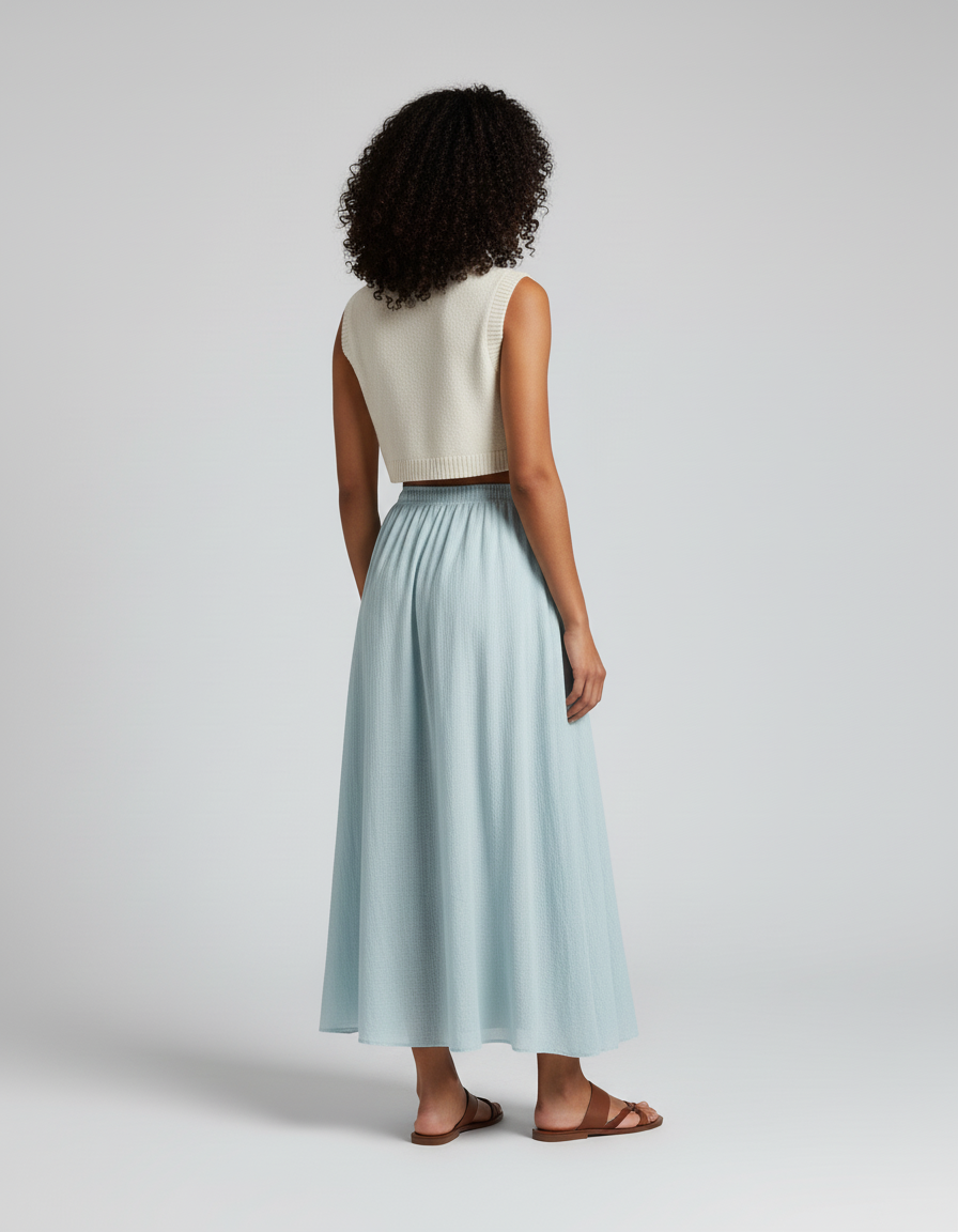 Jupe Longue Bleu Clair Fluide Bohème