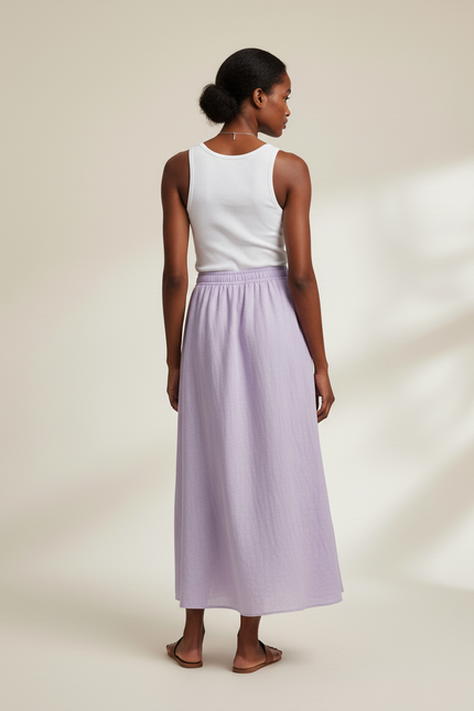 Jupe Longue Lavande Lin Coton Bohème