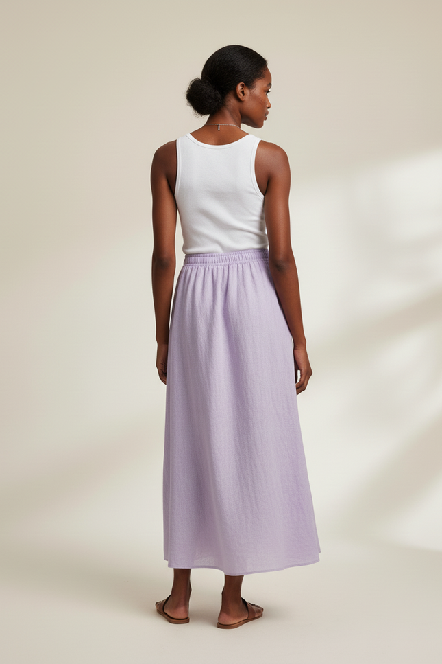 Jupe Longue Lavande Lin Coton Bohème