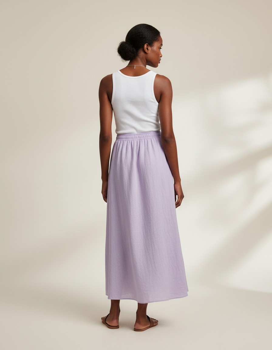 Jupe Longue Lavande Lin Coton Bohème