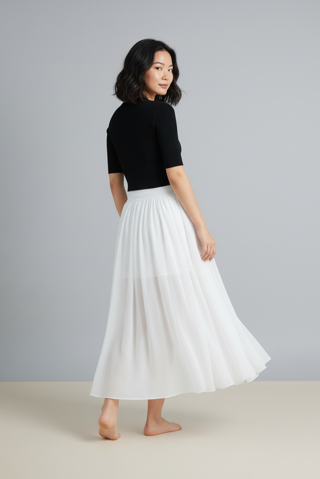 Jupe Longue Mousseline Blanche