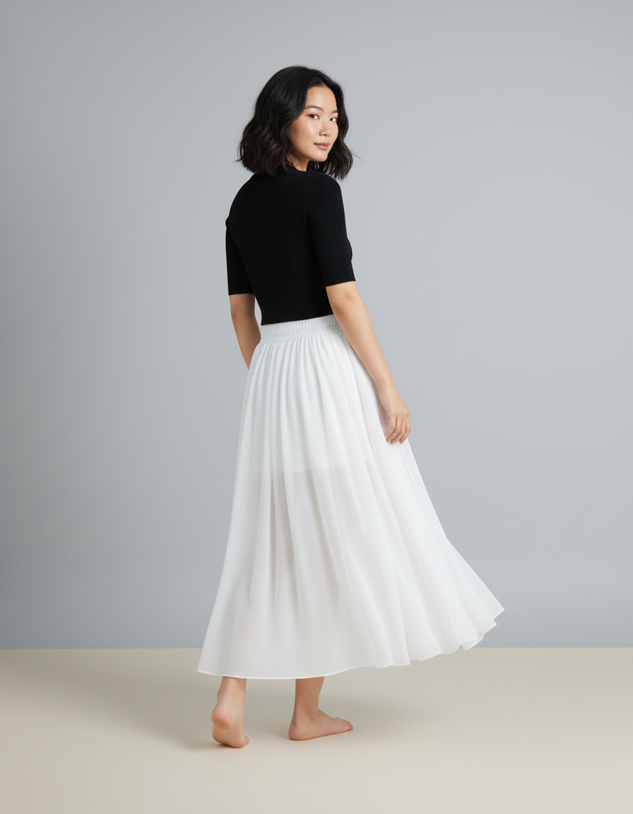 Jupe Longue Mousseline Blanche