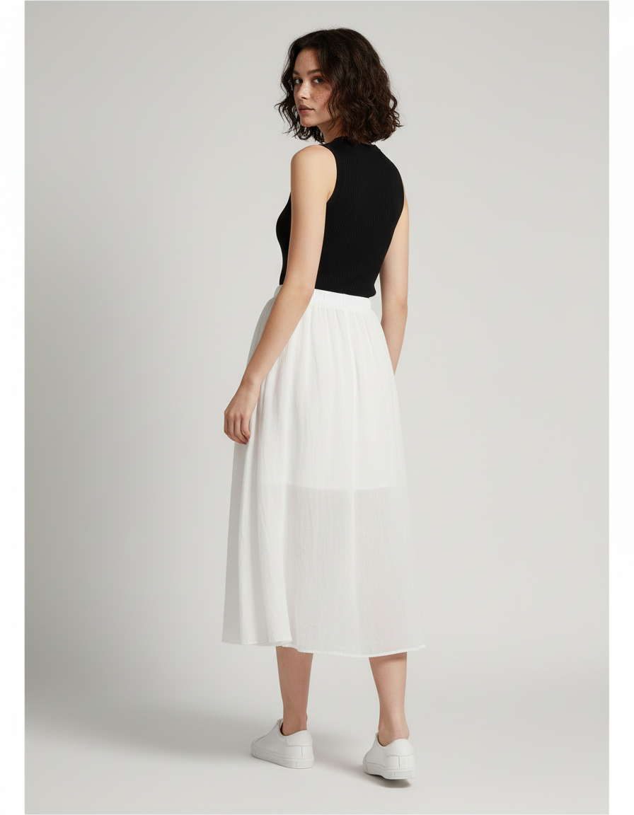 Jupe Longue Blanche Coton Fluide