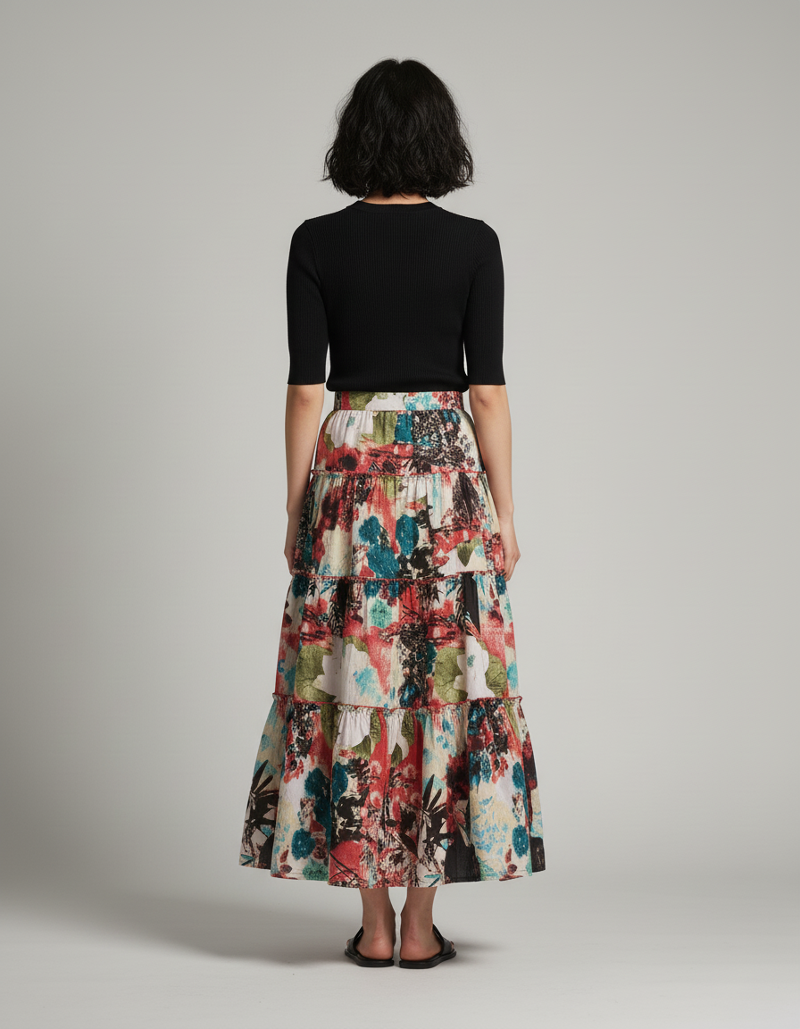 Jupe Longue Imprimée Vintage Bohème Femme