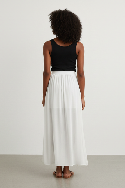 Jupe Longue Blanche Fluide Élégante Chic