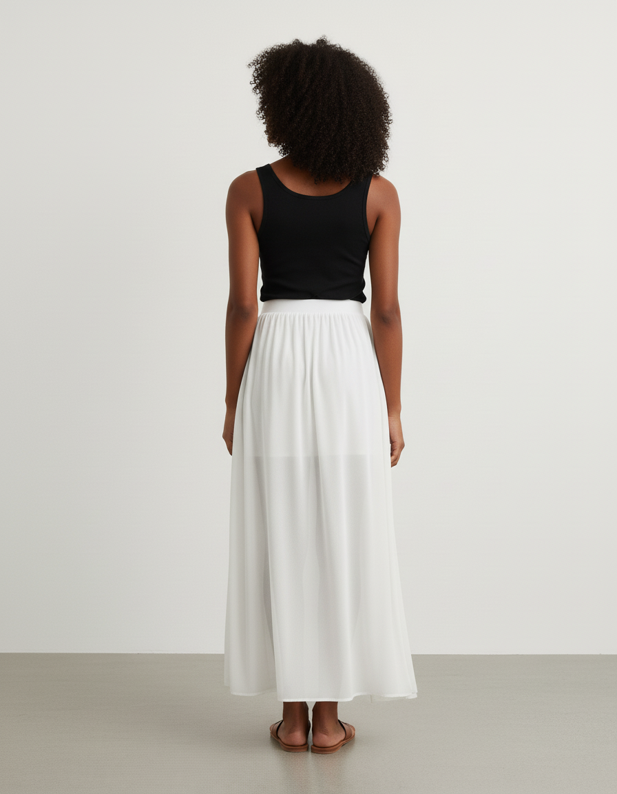 Jupe Longue Blanche Fluide Élégante Chic