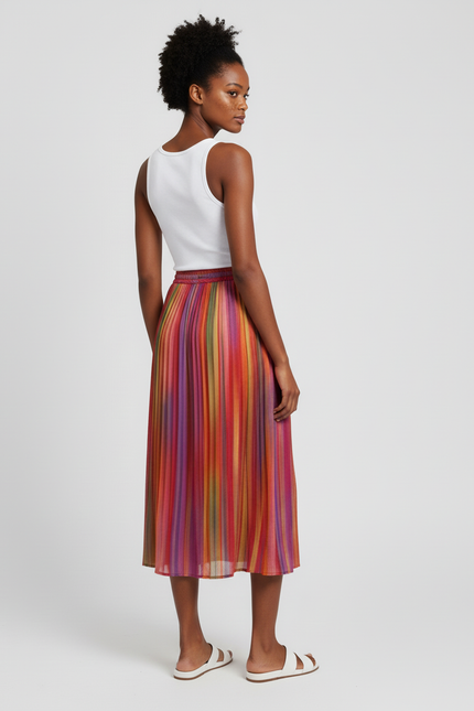Jupe Longue Multicolore Rayée Fluide
