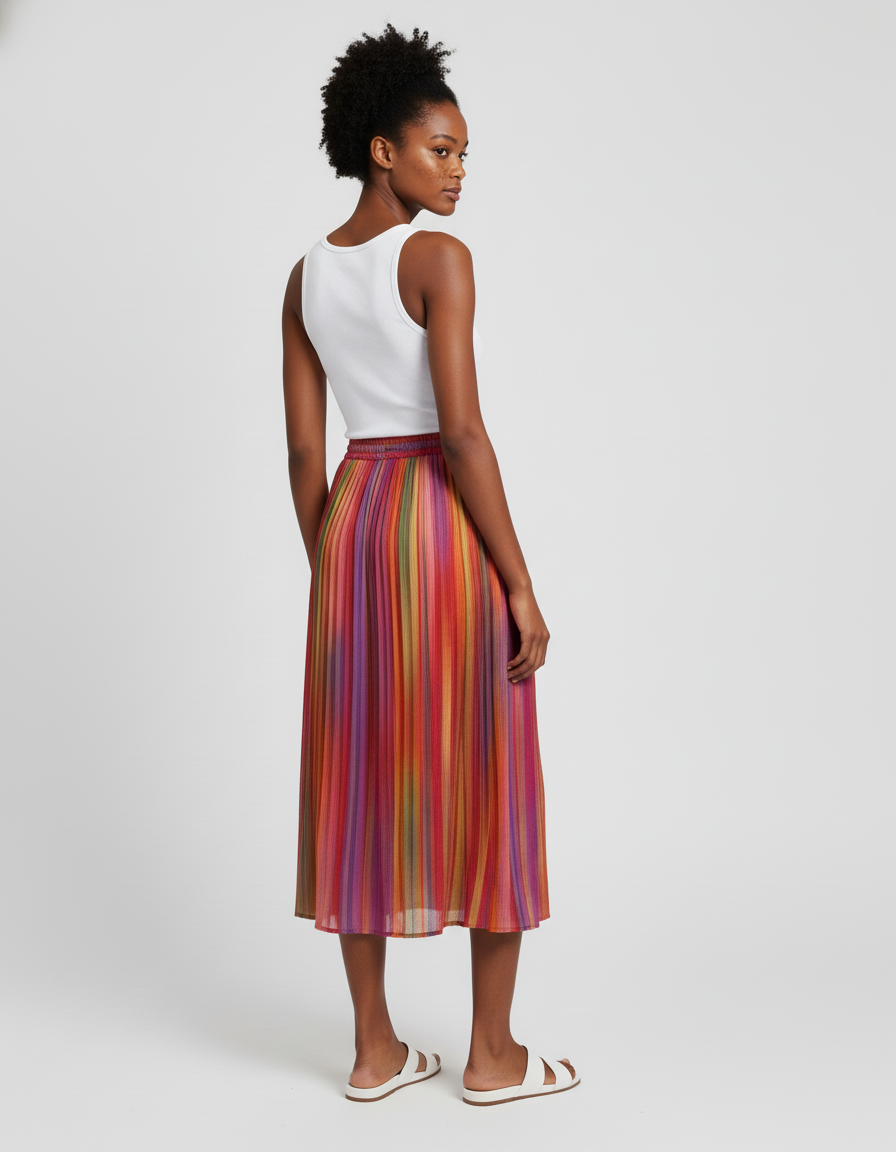 Jupe Longue Multicolore Rayée Fluide