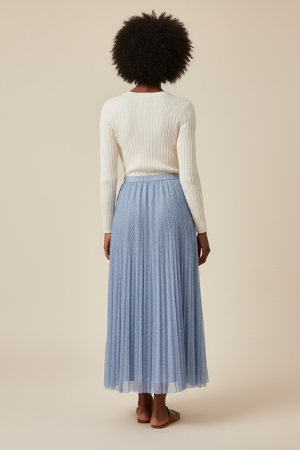 Jupe Longue Bleu Ciel Plissée