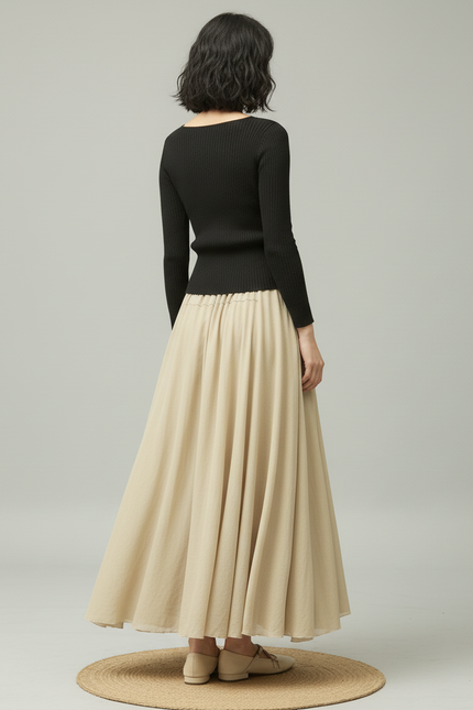 Jupe Longue Beige Fluide Bohème