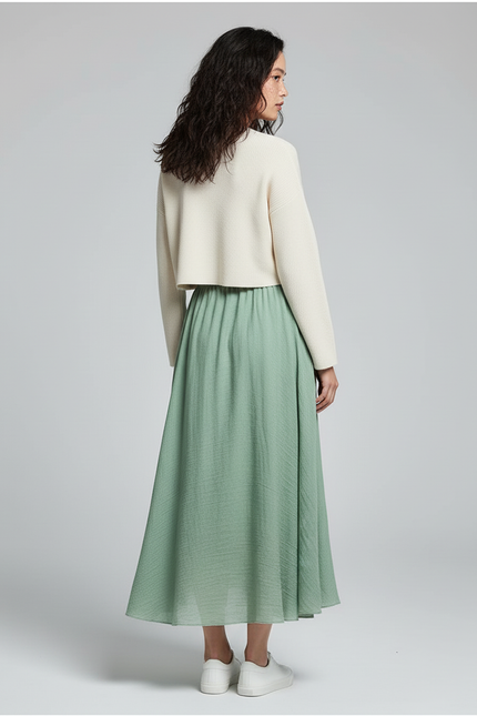 Jupe Longue Verte Fluide Bohème Femme