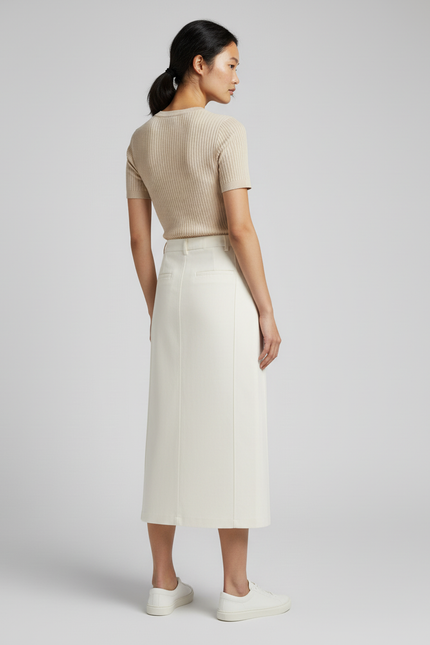 Jupe Longue Écru Droite Élégante