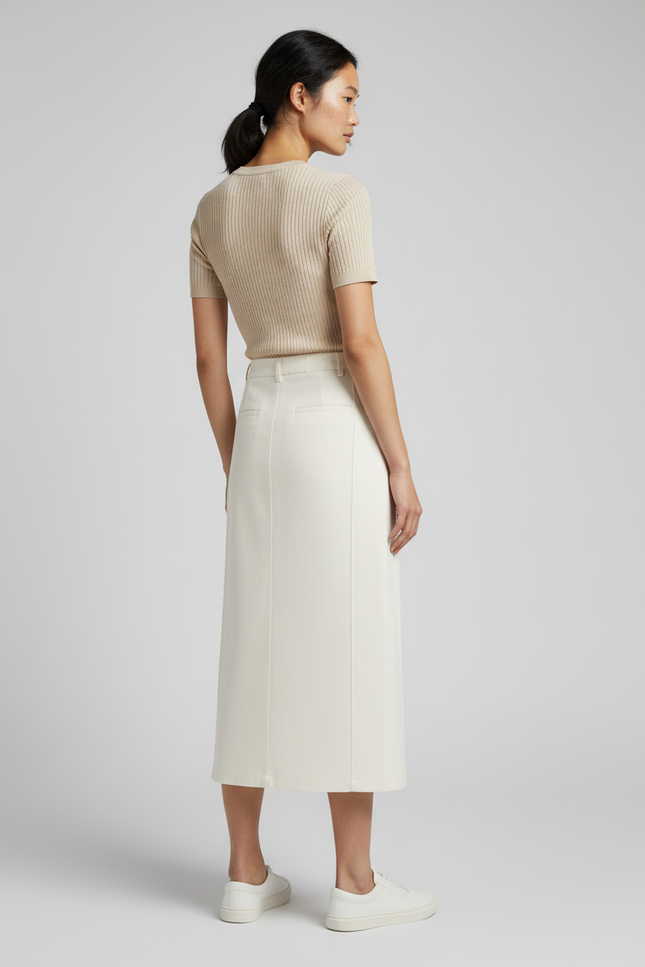 Jupe Longue Écru Droite Élégante