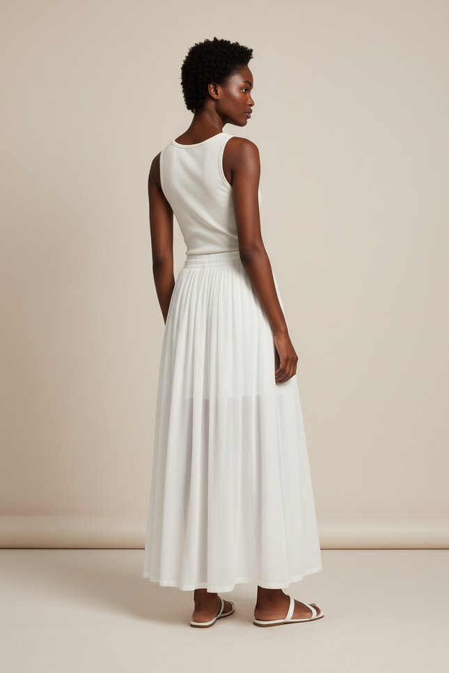 Jupe Longue Blanche Fluide Décontractée