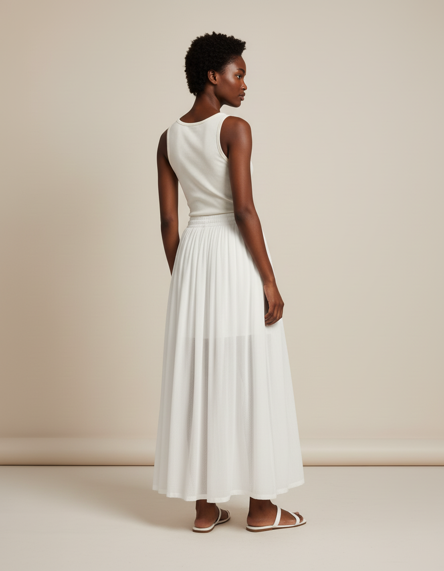 Jupe Longue Blanche Fluide Décontractée