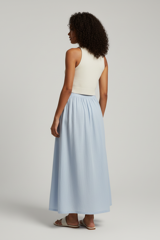 Jupe Longue Bleu Clair Fluide Décontractée