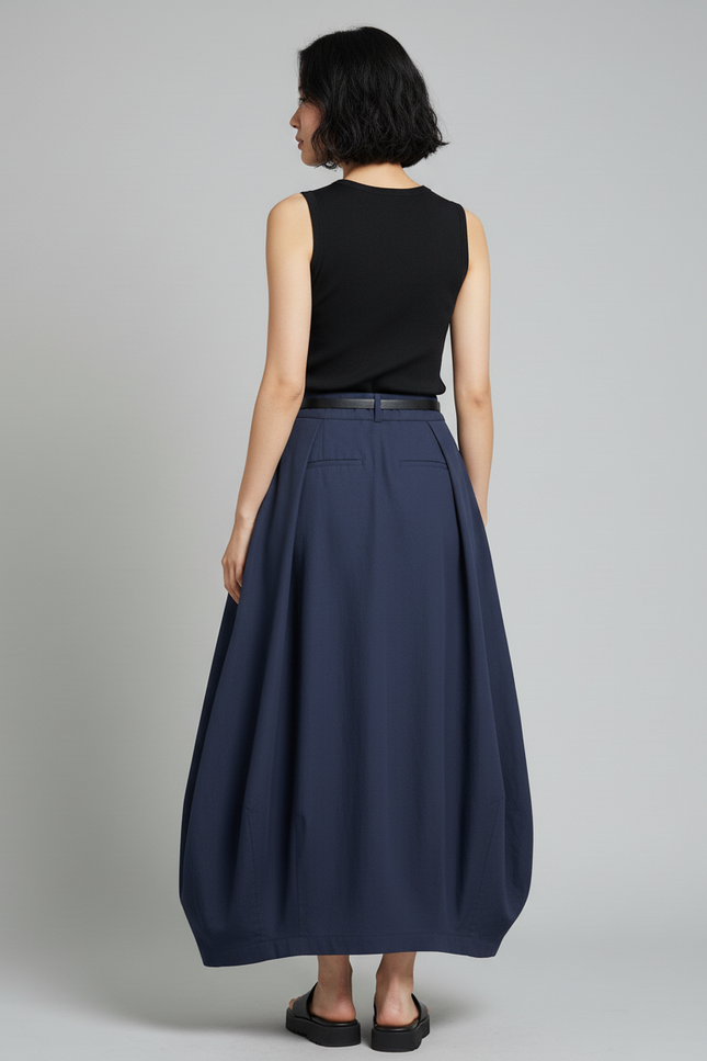 Jupe Longue Marine Coupe Ballon Décontractée