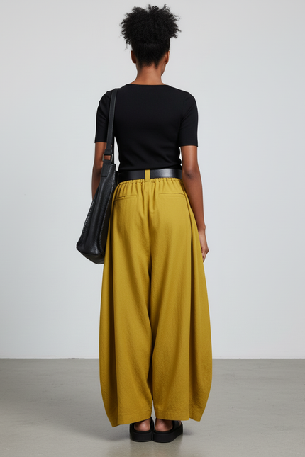 Jupe Longue Jaune Moutarde Ample Fluide