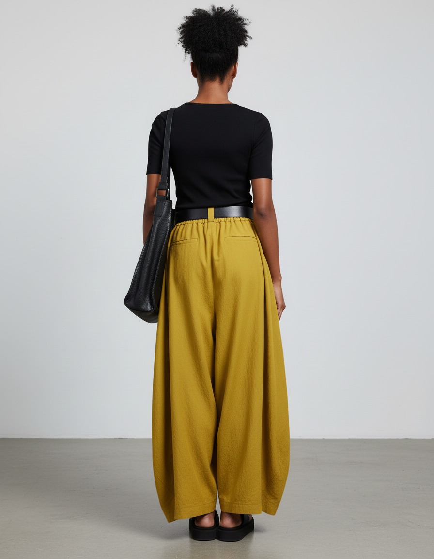 Jupe Longue Jaune Moutarde Ample Fluide