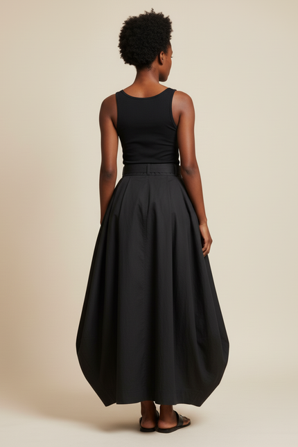 Jupe Longue Noire Plissée Chic Élégante