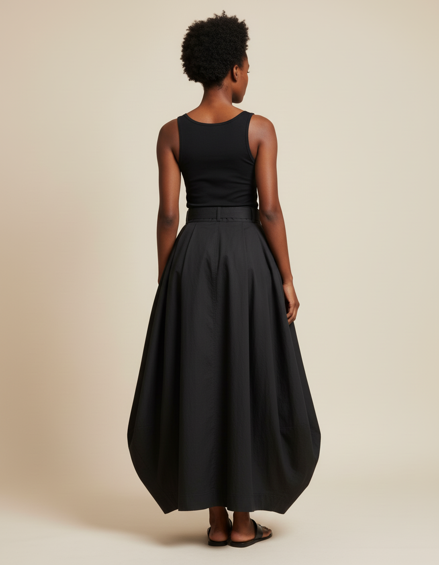 Jupe Longue Noire Plissée Chic Élégante