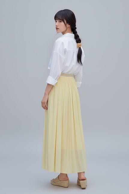 Jupe Longue Jaune Plissée Bohème