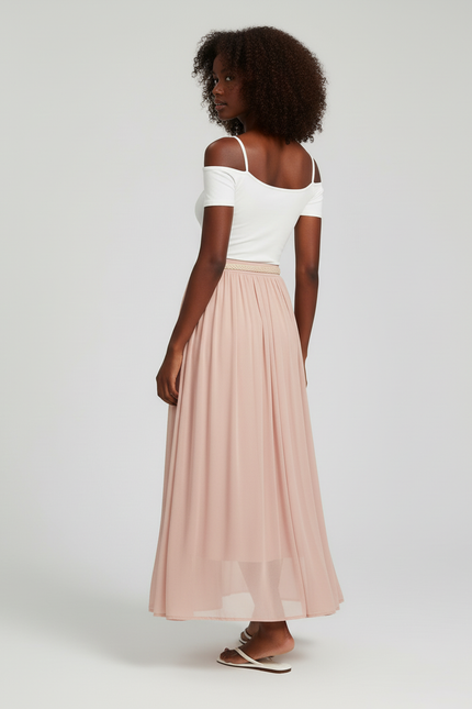 Jupe Longue Rose Pâle Fluide Bohème