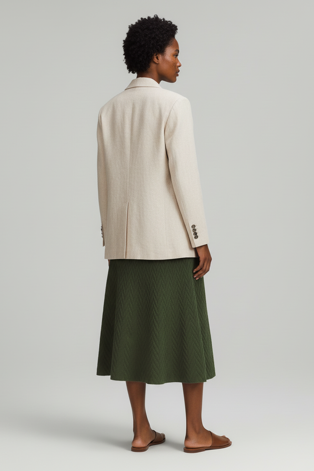 Jupe Longue Vert Texturé Élégante