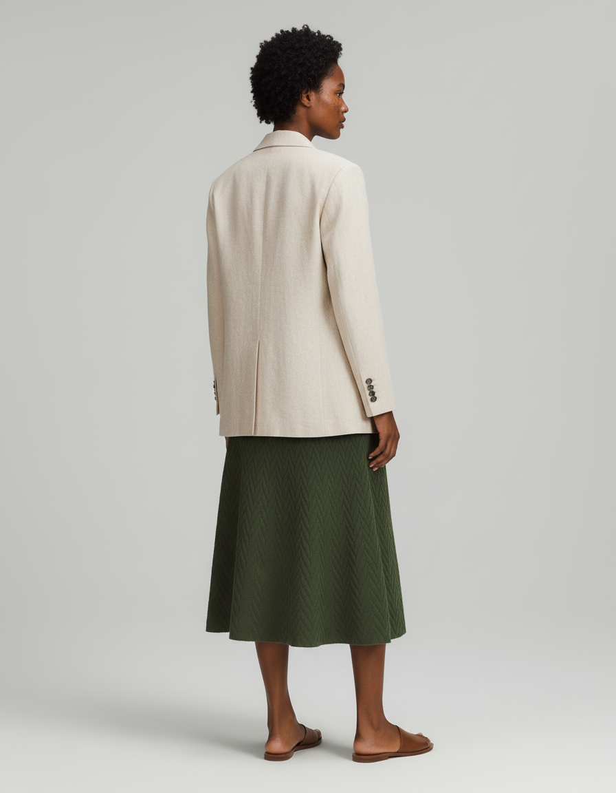 Jupe Longue Vert Texturé Élégante