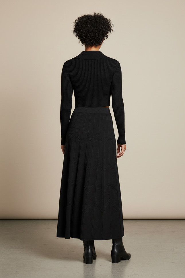 Jupe Longue Maille Noire Élégante