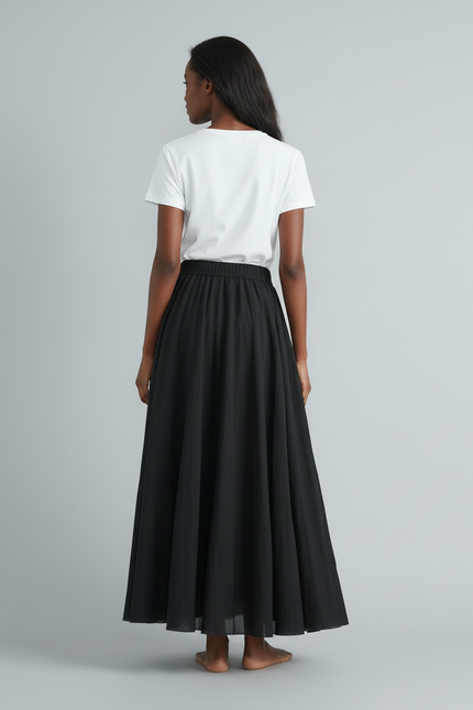 Jupe Longue Noire Coton