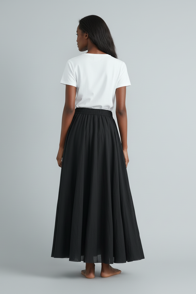 Jupe Longue Noire Coton