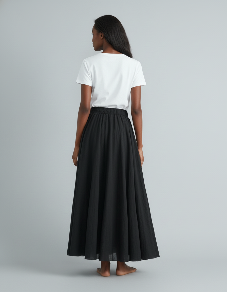 Jupe Longue Noire Coton