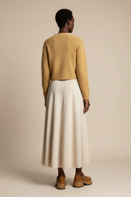 Jupe Longue Maille Crème Fluide